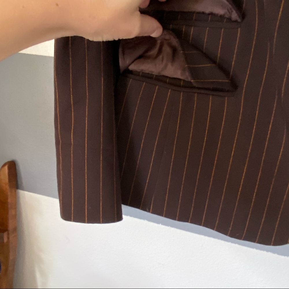 BCBGMaxAzria brown pinstripe professional blazer - Picture 11 of 16